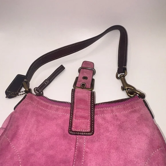 Coach Pink Suede Shoulder Bag - Picture 2 of 8